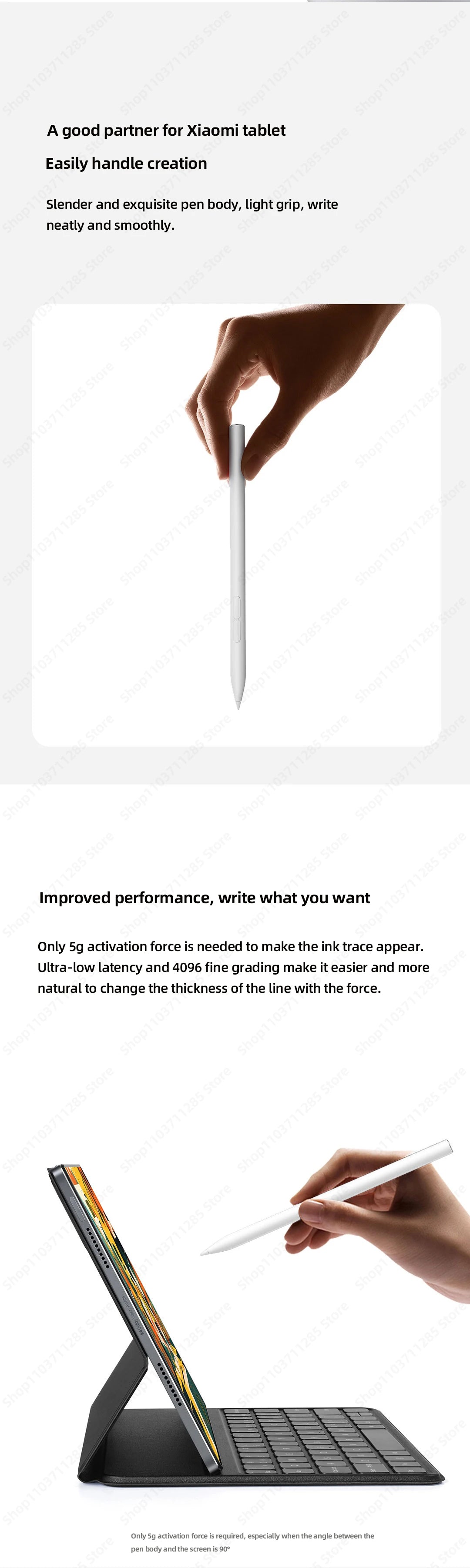 Xiaomi Stylus Pen 2 for Mi Pad 5 / 6 / 5Pro / 6Pro, 4096 Levels 150Hrs Battery Fast Charge Magnetic 26° Tapered Tip Low Latency