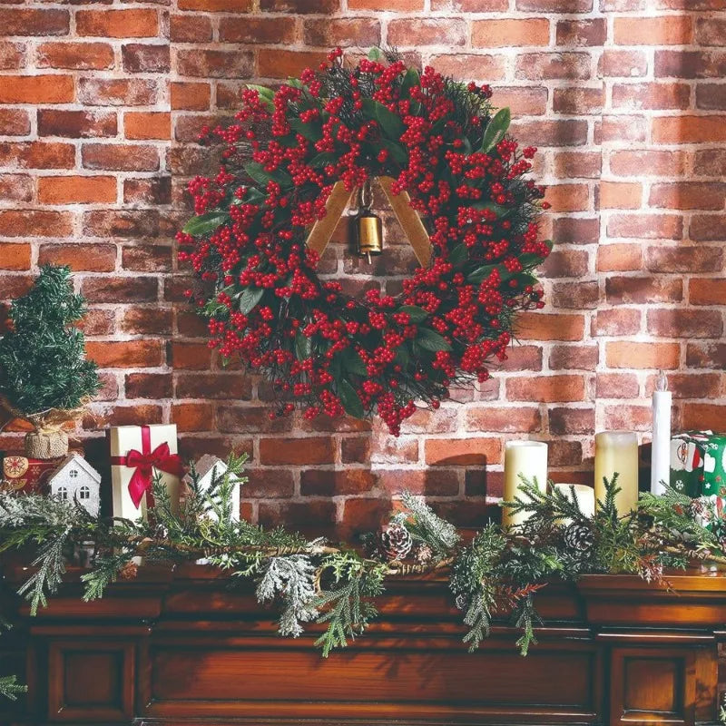 SRETNO Christmas Wreath Artificial Plants Red Fruit Flower Wreath Home Decorations Ornaments Christmas Supplies 2025 New Garland