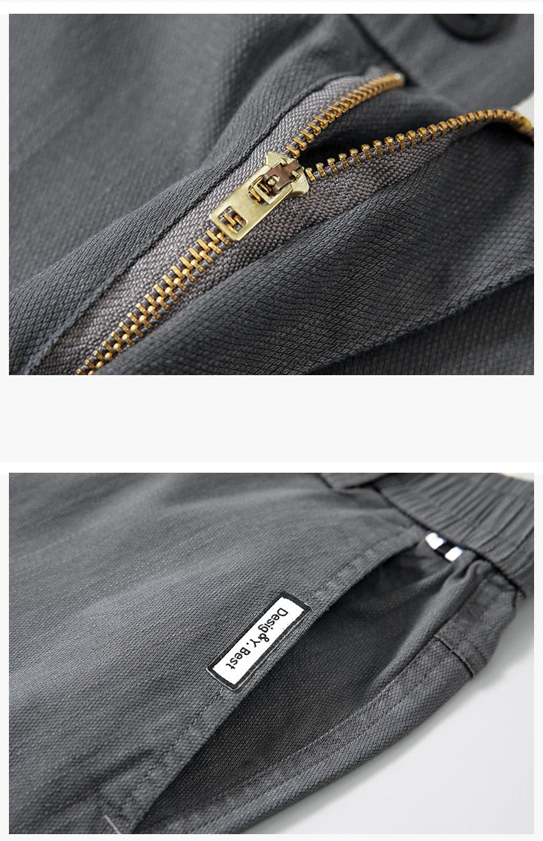 Spring Summer Classic Men's Casual Pants Stretch Slim Business Cotton Trousers Fashion Zippered Pocket Thin Men Pants Korean - You Offer