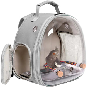 Bird Cage Parrot Travel Carrier Backpack with Rope Perch Stainless Steel Tray Clear Bubble Space Capsule Birds Pet Accessories