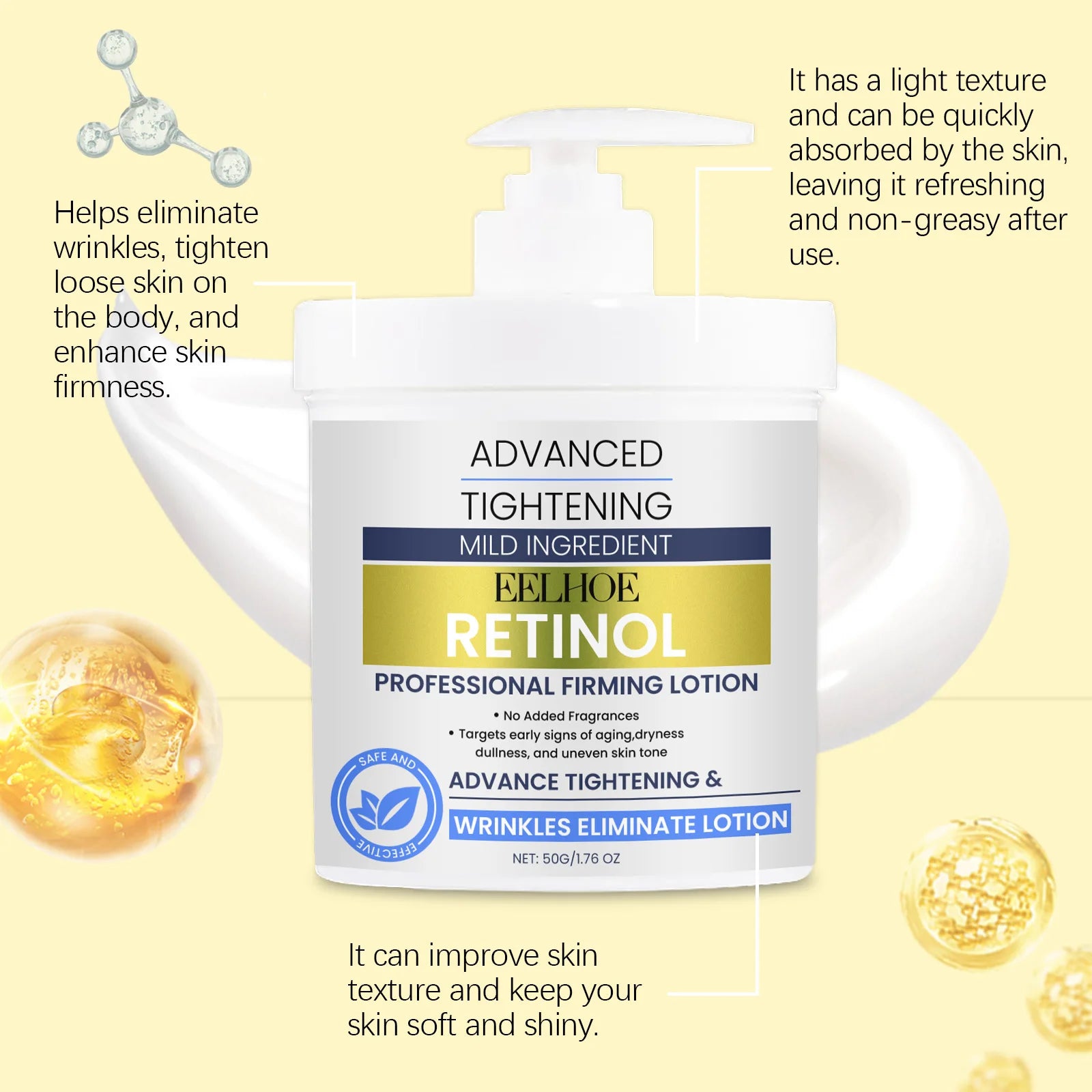 Retinol Cream for the Face Tightening Improve Skin Elasticity Fine Lines Removal Nicotinamide Brightening Skin Firming Cream 50g
