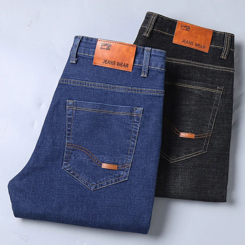 2025 New Men's Lightweight Slim Fit Pants, Comfortable and Soft, Business and Fashionable Straight Leg Casual Denim Pants - You Offer