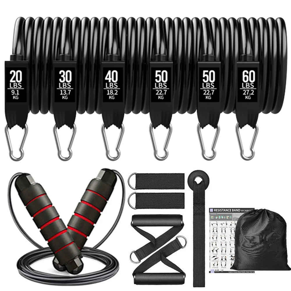300lb Fitness Booty Resistance Elastic Band Workout for Training Home Exercise Sport Gym Dumbbell Harness Set Expander Equipment