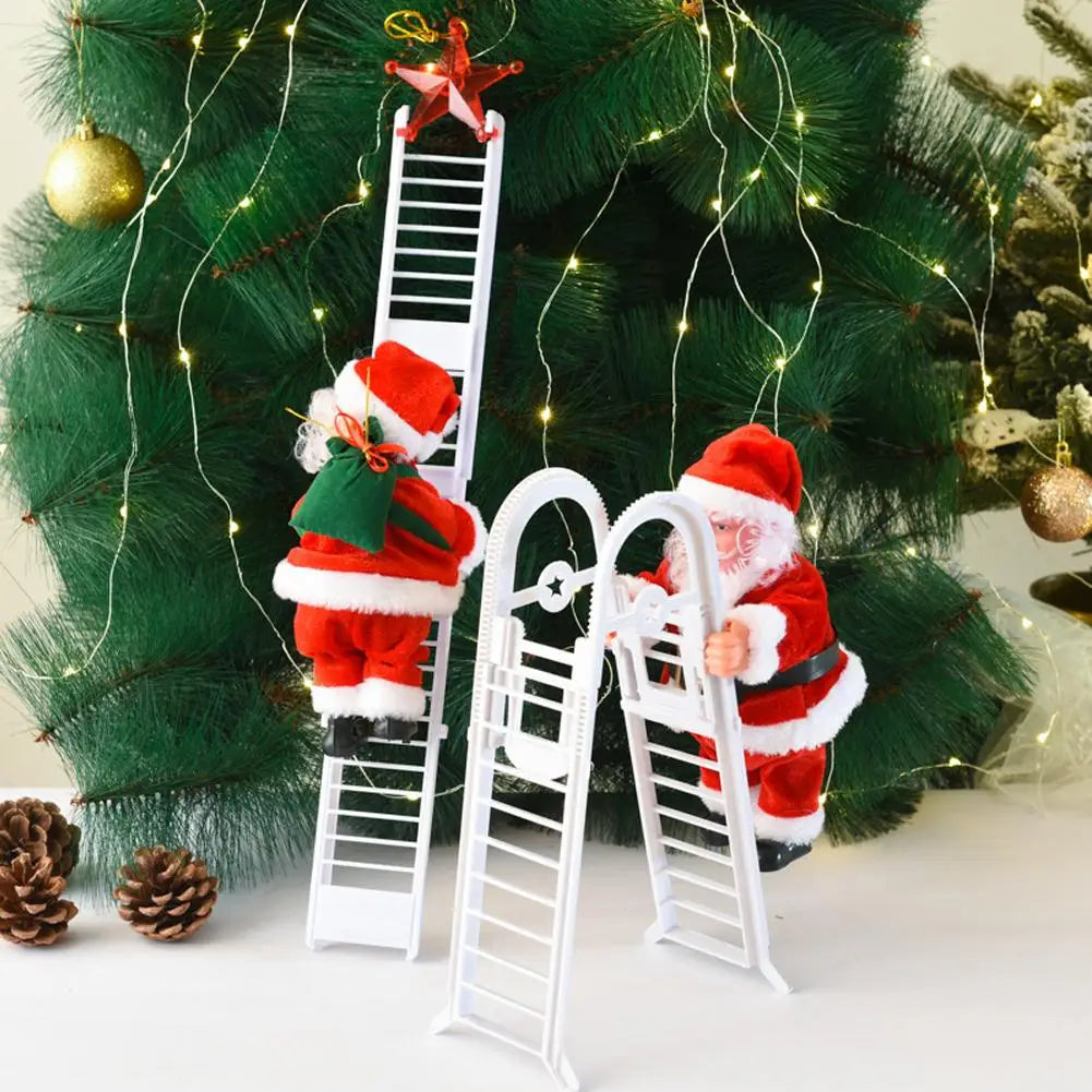 2025 Santa Claus Doll Climbing Ladder with Music Doll, Christmas Tree Ornaments Decorations For Home Navidad New Year Kids Gift