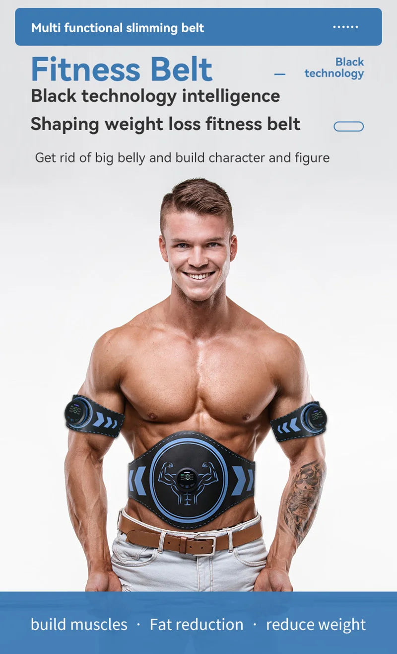 EMS Electric Abdominal Trainer Slimming Belt ABS Muscle Stimulator Fitness Toner Body Shaping Workout Waist Arm Leg Loss Weight