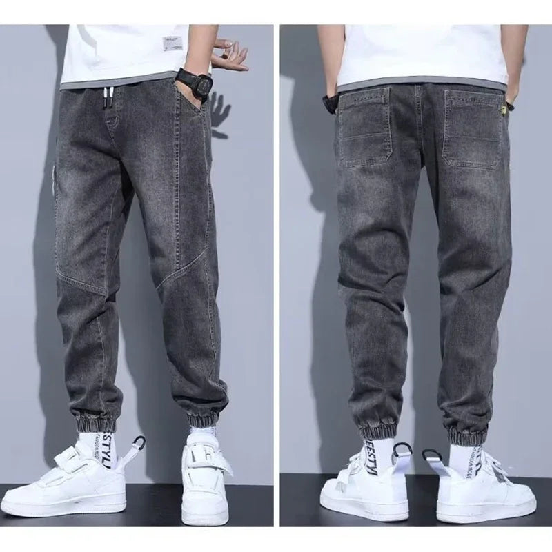 Western Style Men Streetwear Denim Jogger Pants New Spring Autumn Black Blue Cargo Jeans Men Baggy Harem Jean Trousers Plus Size - You Offer