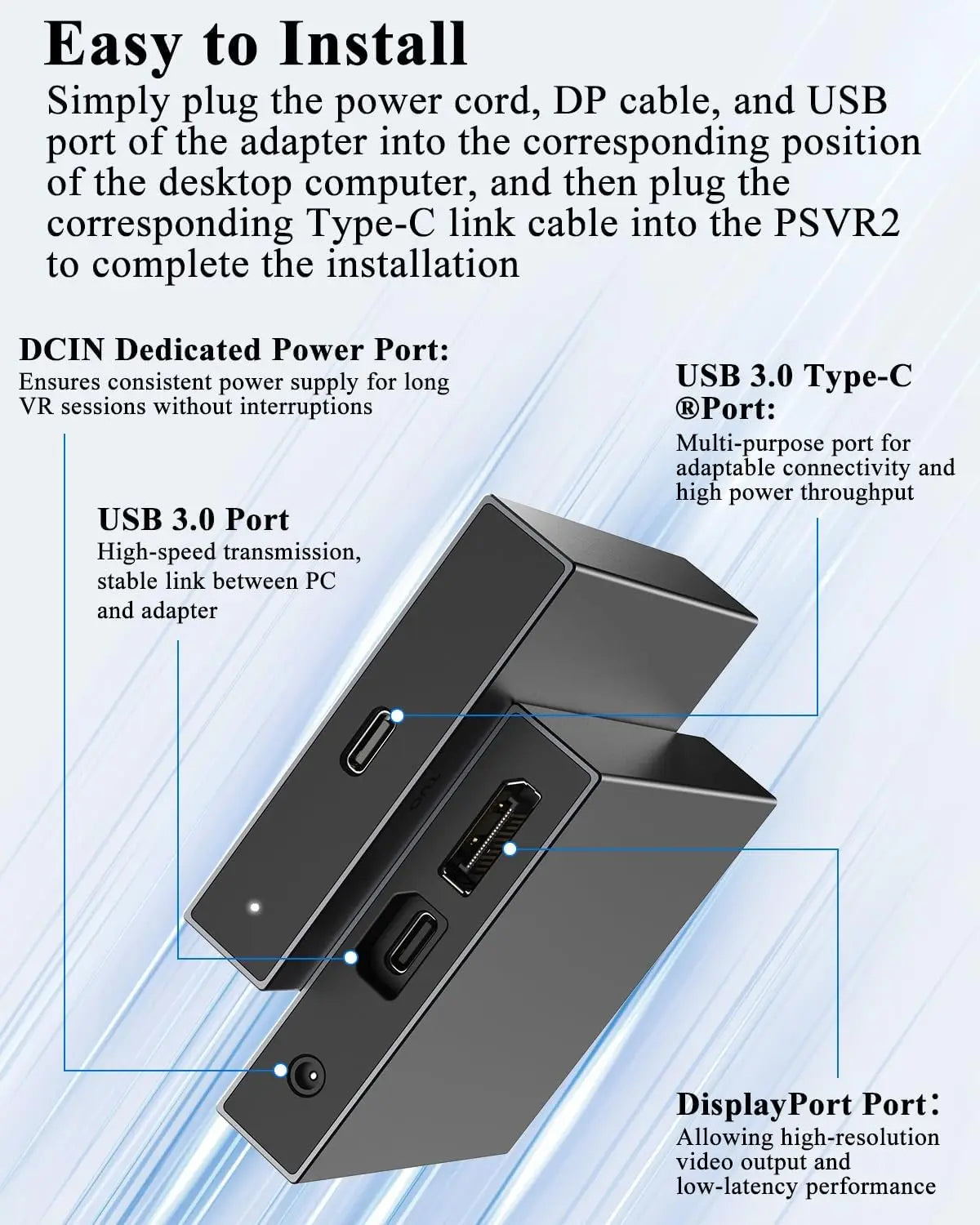 Aolion For PS5 VR2 PC Adapter Psvr2 Computer Converter Connection Kit For Steam Vr Games Game Adapter Gaming Accessories