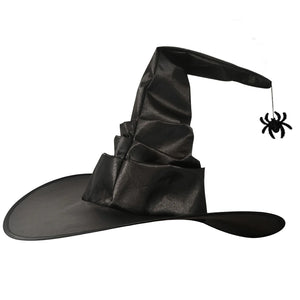 Black Witch Hat Halloween Folds Wizard Party Cosplay Costume Headgear Devil Cap Props Decoration Supplies for Adult Women Men