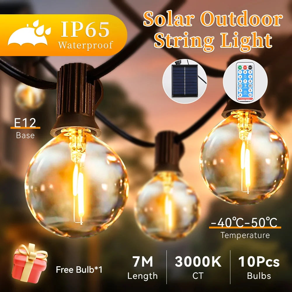 Garden Solar String Lights Led Remote Control Outdoor Lamps Waterproof Outdoor Solar Led Light For Party Camping Tent Decoration