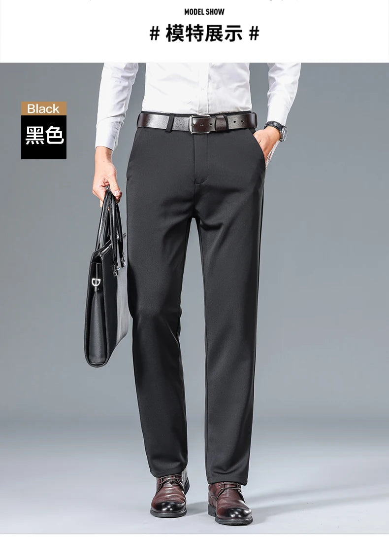Top Quality New Brand Casual Fashion Long Pants Business Hight Stretch Straight Comfortable Korean Trousers Men Clothing