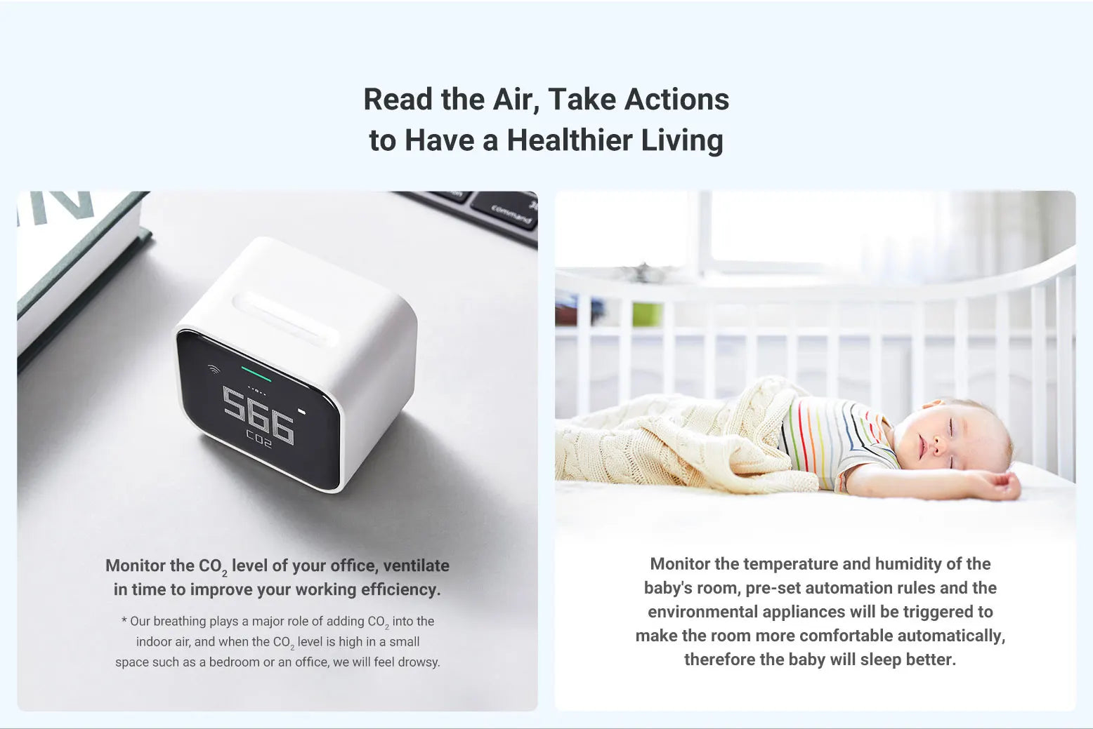 Qingping Smart Air Detector Lite CO2 PM2.5 PM10 Temperature Humidity Monitor Touch Screen Work With Mihome APP for Apple HomeKit
