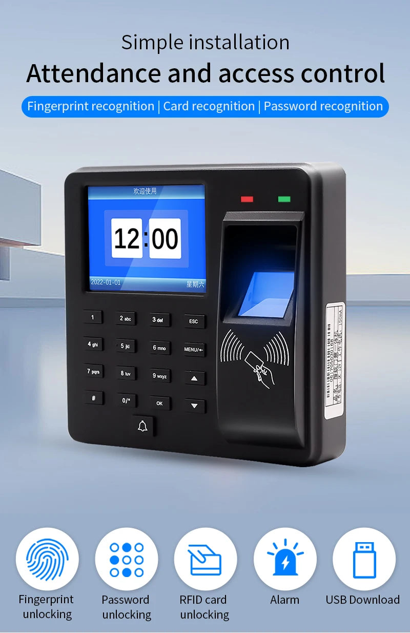 125Khz RFID Biometric Fingerprint Time Attendance Clock Recorder Employe Recognition Check in Time Recording Door Access Control
