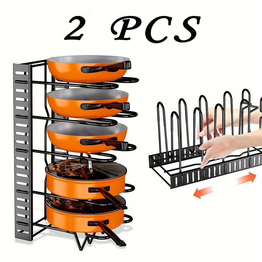 2 Pack Pot Rack, Pot Rack Organizers, Kitchen Organization & Storage Rack, Adjustable Pot Lid Holders & Pan Rack - You Offer