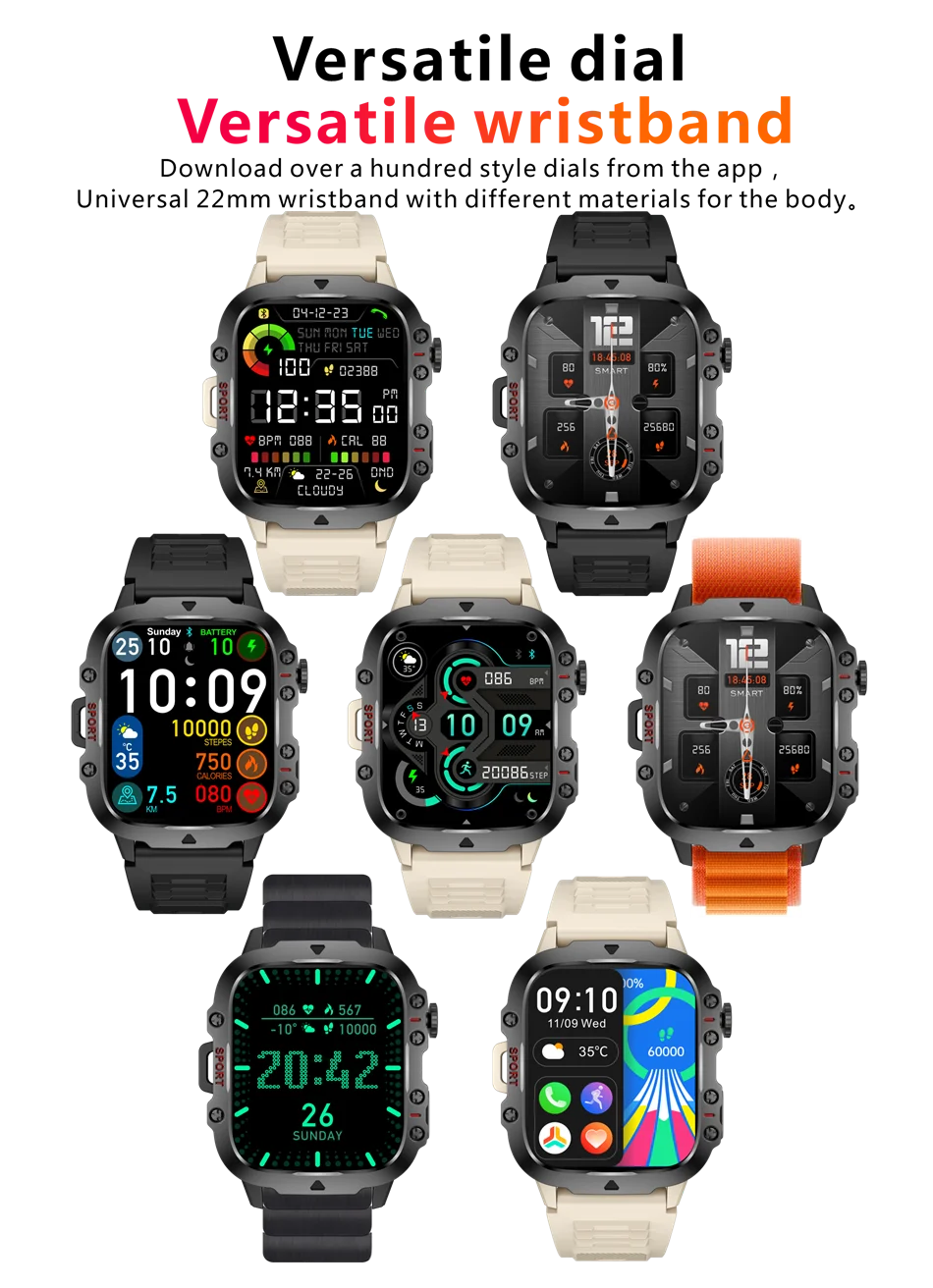 2025 For Xiaomi New Rugged Military GPS Smart Watch Men Bluetooth Call Health Monitoring AI Voice Sports Waterproof Smartwatches