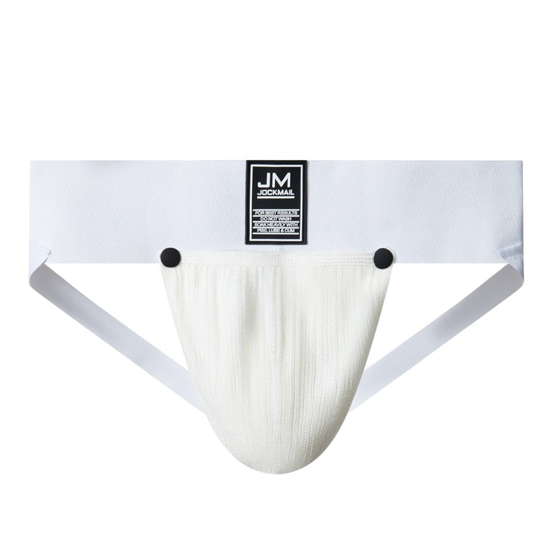 Open Front Men Jockstrap Briefs Athletic Supporter,3" Waistband Detachable Pouch Breathable Workout Sport Underwear Gay Thongs