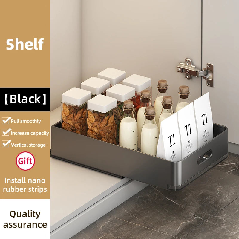 Kitchen Sliding Dish Rack Home Pull-out Drawer Bowl Storage Shelf Dish Drying Storage Box With Sliding Rail Kitchen Storage Rack - You Offer