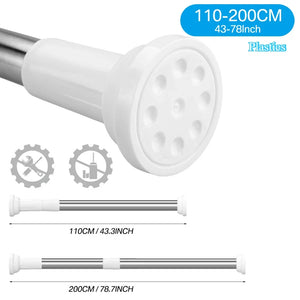 50-260CM Adjustable Curtain Rod No Drilling Telescopic Shower Curtain Pole for Balcony Bathroom Wardrobe Rod Clothes Drying Rack
