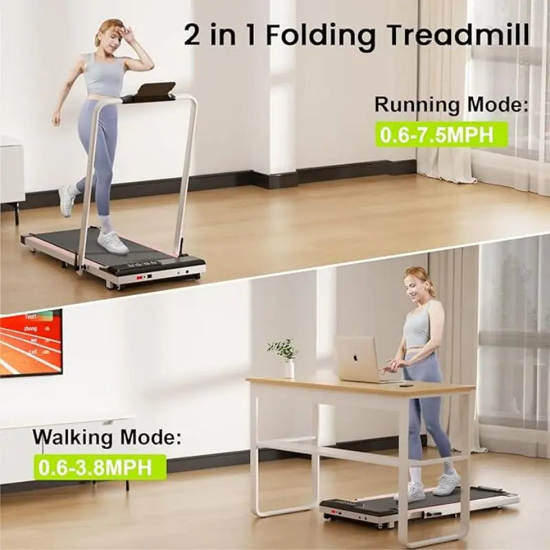 3in1 Treadmill Exercise Machine LED Touch Screen with Remote Control Foldable Walkingpad Portable Under Desktreadmills for Home