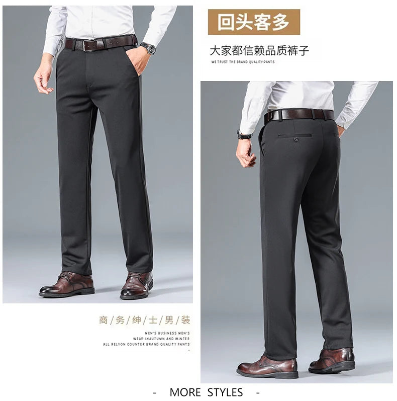 Top Quality New Brand Casual Fashion Long Pants Business Hight Stretch Straight Comfortable Korean Trousers Men Clothing