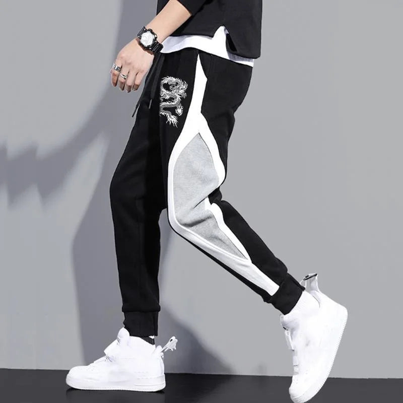 New Men Casual Drawstring dragon print Pants Jogger Pants Sweatpants Running Pants Sweatpants for Men - You Offer