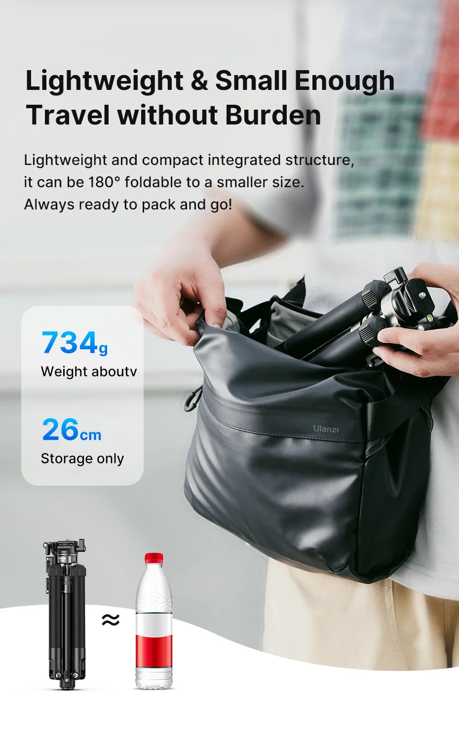 Ulanzi MT-63 26CM Portable Mini Tripod with 360° Panoramic Head Horizontal and Vertical Shooting for Smartphones Cameras