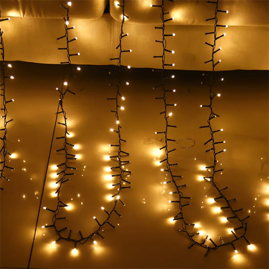 30M 1500LED Christmas Garland String Lights Outdoor 8 Modes Firecrackers Fairy Lights for Garden Party Wedding New Year Decor