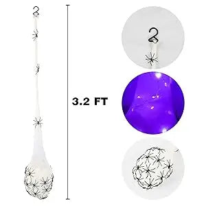 Halloween Glowing Spider Egg for Porch Lawn Wall Hanging Light-up Web Prop Creepy Spooky Party Outdoor Halloween Decoration