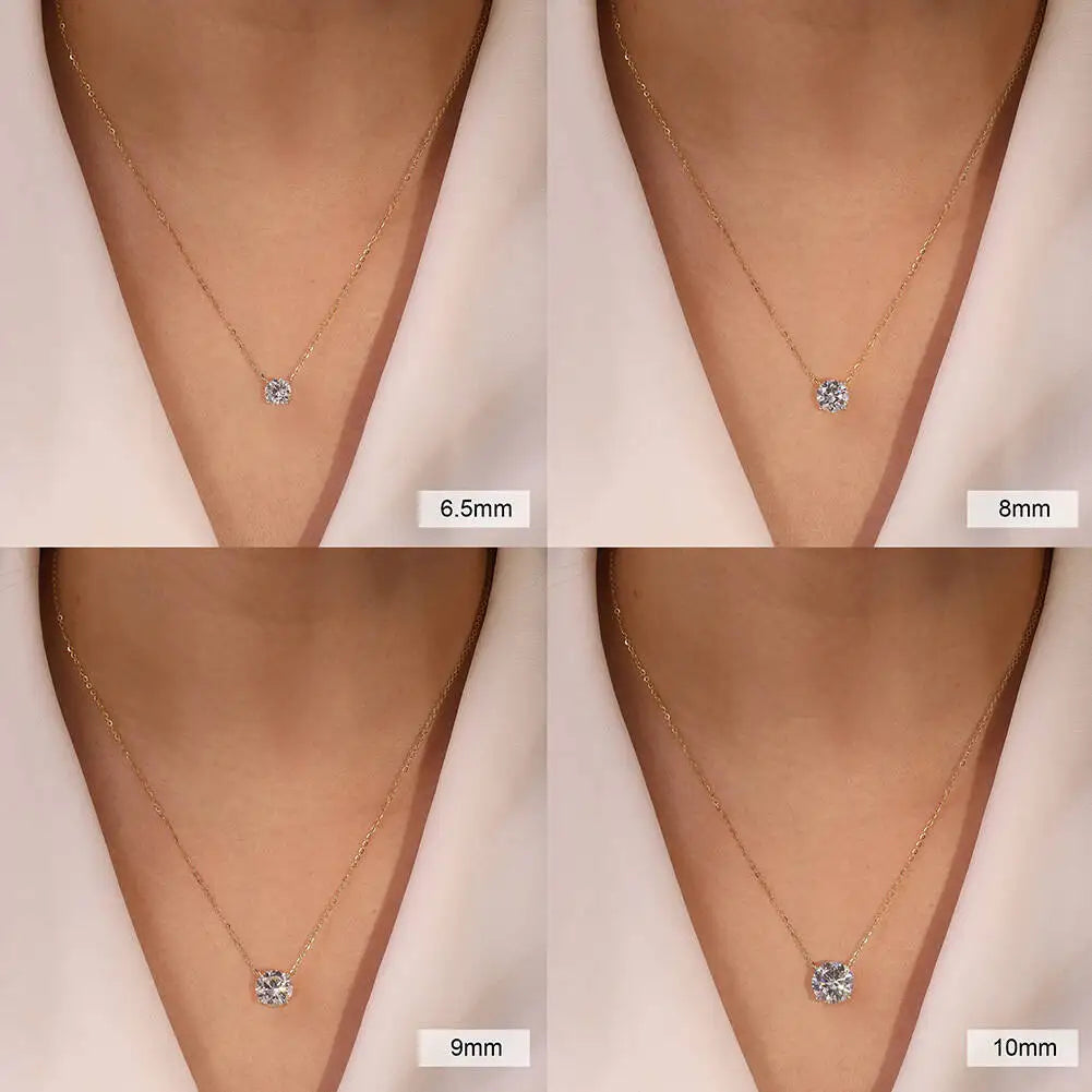 Moissanite Dia 6.5mm 0.5-5CT Woman Pendant Sier Necklace For Women Chains Party Bridal Fine Jewelry 925sterling Silver Necklace - You Offer