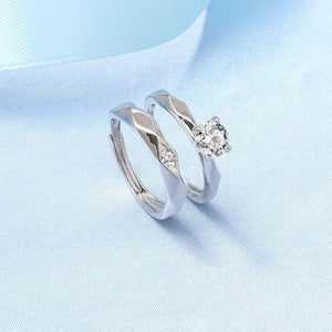 2Pcs 925 Sterling Silver Couples Ring Sets Light Polishing Simple Ring for Woman Man Classic Wedding Fine Jewelry Circle - You Offer