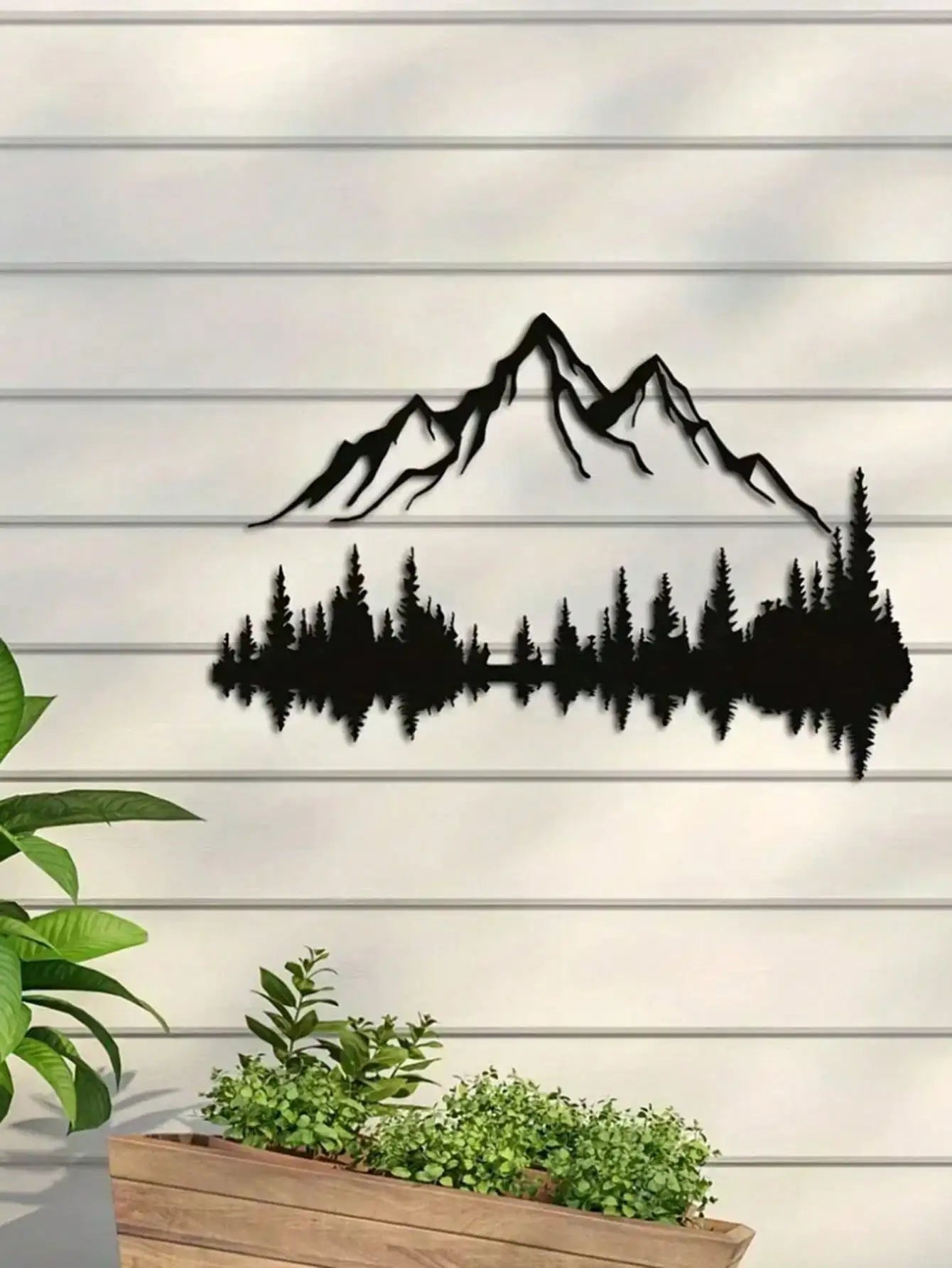Mountain & Forest Metal Wall Art (Large Wall Sculpture) | 16''X7.1'' Rustic Indoor/Outdoor Decor | Halloween & Christmas Gift