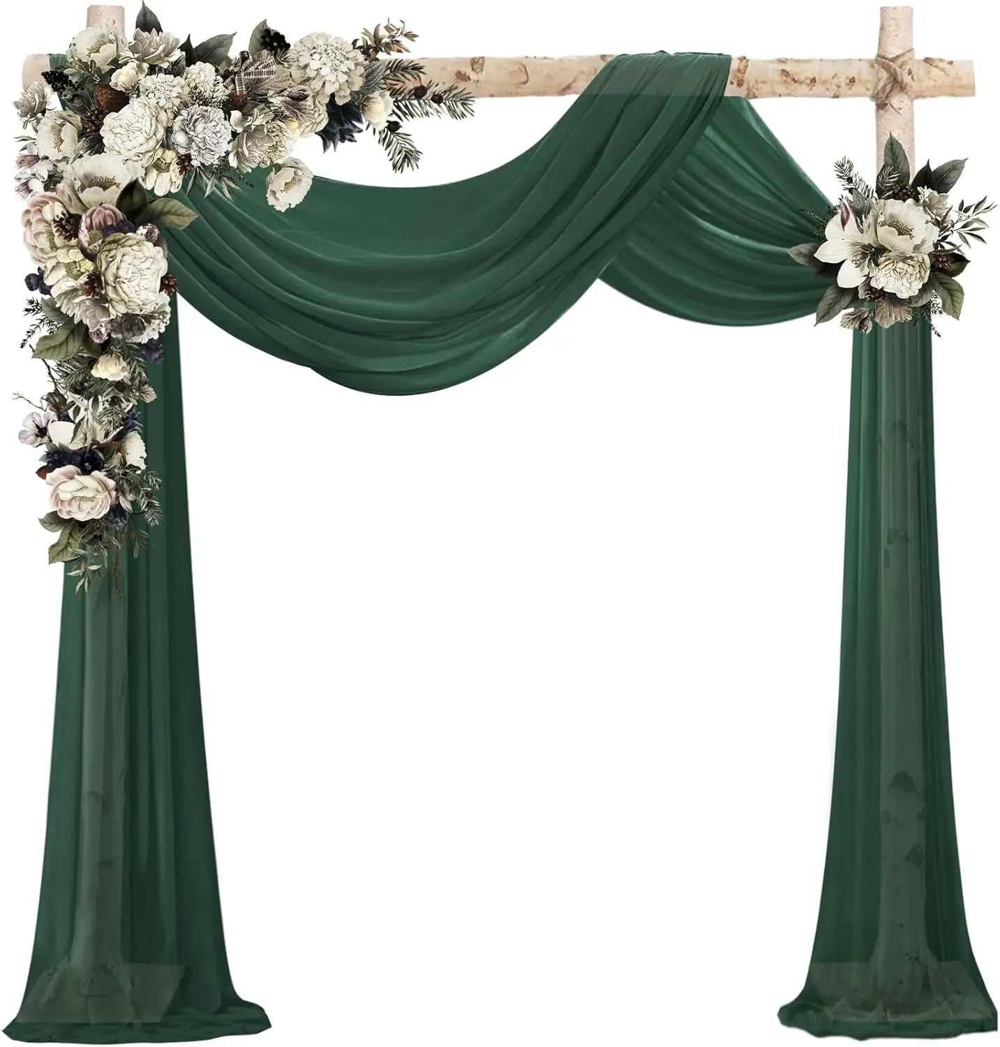 Dark Green Chiffon Wedding Arch Draping Fabric Sheer Curtains Drapery Ceremony Reception Backdrop Curtain Party Swag Christmas