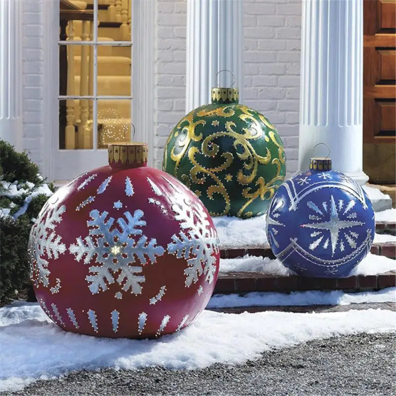60cm Outdoor Christmas Inflatable Decorated Ball PVC Giant Big Large Balls Party Xmas Tree Decorations Toy Ball Without Light