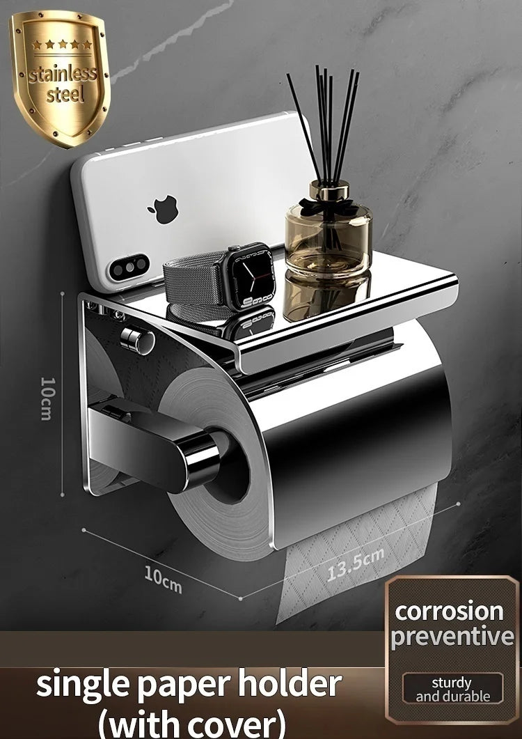 304 Stainless Steel Bathroom Toilet Paper Holder Waterproof Roll Paper Box Tissue Box Holder Bathroom Hardware Accessories