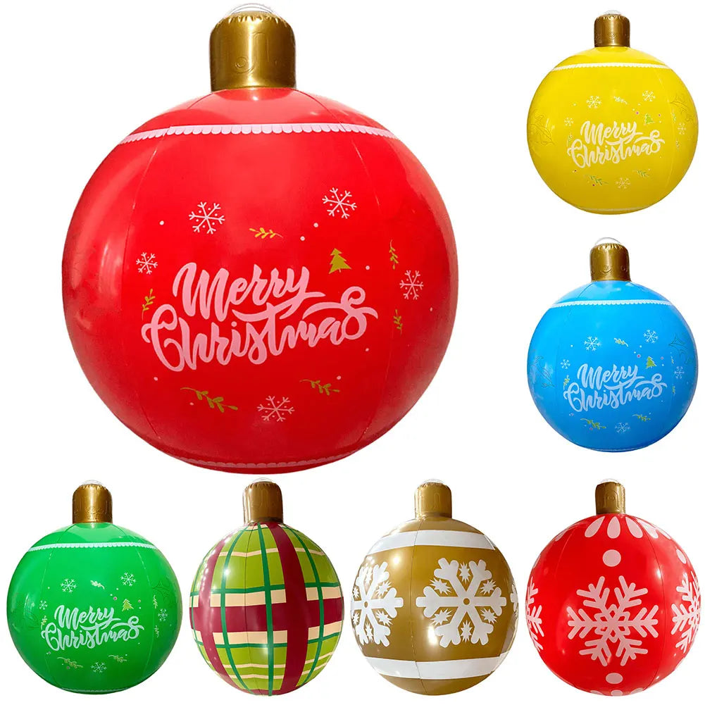 24 Inch PVC Inflatable Christmas Ball Outdoor Indoor Christmas Decorated Ball Giant Big Large Balls Toy New Year Party Ornament