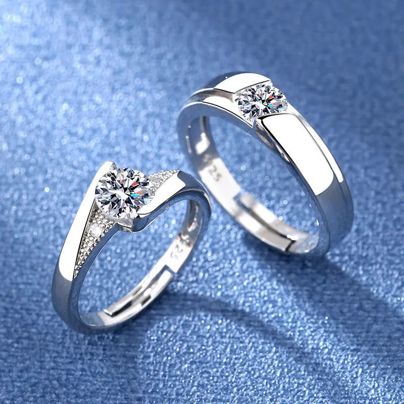 2Pcs 925 Sterling Silver Couples Ring Sets Light Polishing Simple Ring for Woman Man Classic Wedding Fine Jewelry Circle - You Offer