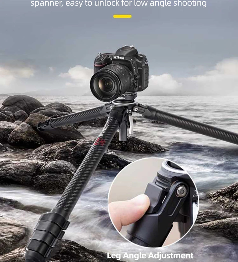 COMAN Zero F38 Carbon Fiber Travel Tripod Lightweight Professional Dslr Camera Tripod For Film making Smartphone Maxload 39.6lbs