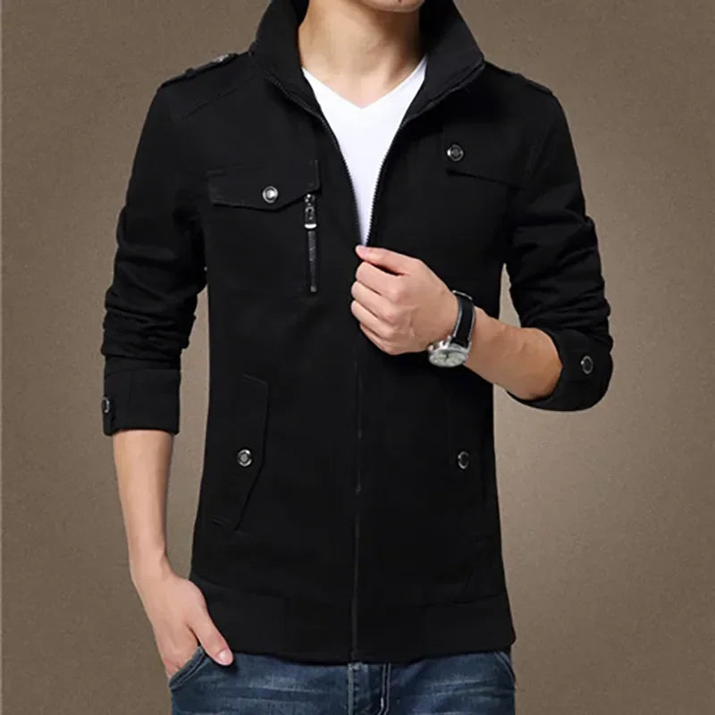 Cargo Jacket Men Casual Windbreaker Jacket Coat Men Spring Autumn New Hot Outwear Stand Slim Unload Jacket Mens