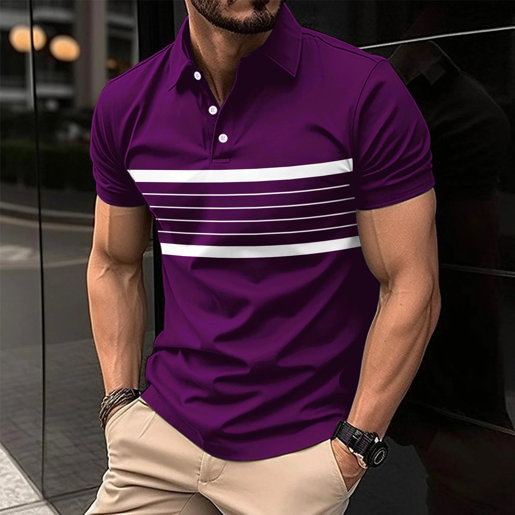 Fashion Striped Men's Polos T-Shirts Summer Short Sleeve 3d Printed Street Trend Male POLO T Shirt 6XL Large Size Casual Tops