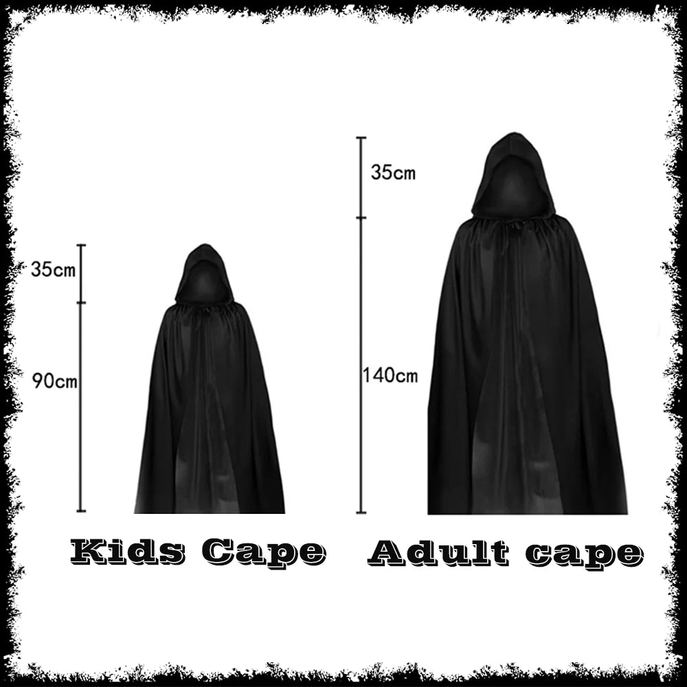 Horror Halloween Grim Reaper Hooded Cloak Skull Scarf Night Glow Gloves Ghost Head Scythe Adult Kids Scary Halloween Decorations