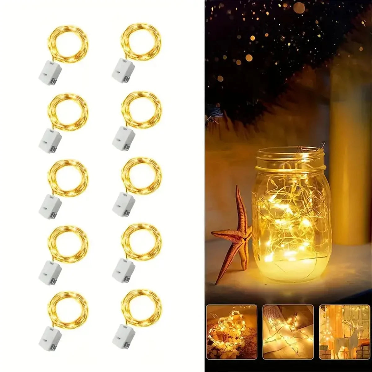 4/10/40 LED battery string lights, waterproof copper wire 6.6ft 20 LED starry sky lights, used for party and bouquet decoration