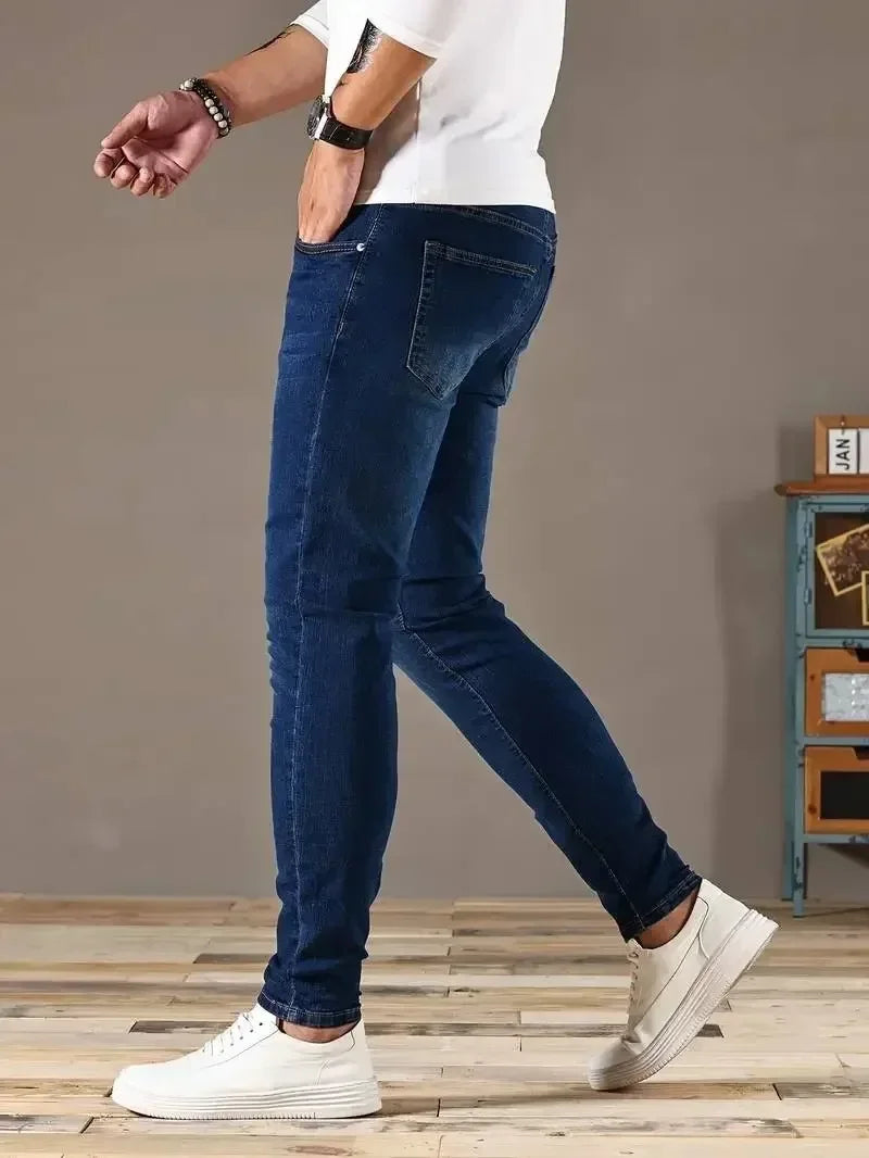2025 - 2026 Spring New Mens Slim Fit Classic Skinny Jeans Casual Street Style Casual Mens Skinny Jeans Male Slim Fit Pencil Denim Blue - You Offer