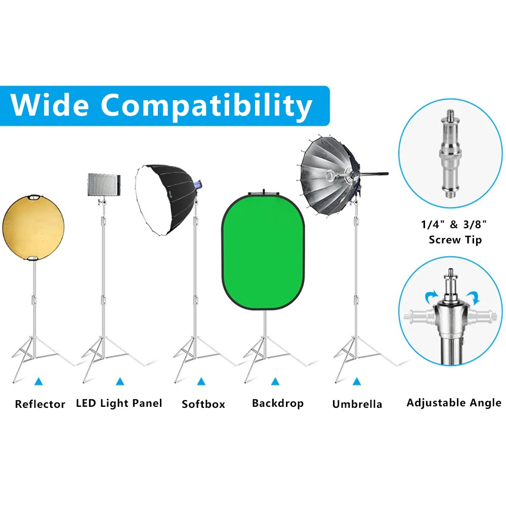 2.9M Tripod Super Stable Big Tripod Foldable Light Stand Lifting Frame Wheels Photography Softbox Photo Studio Stainless Steel
