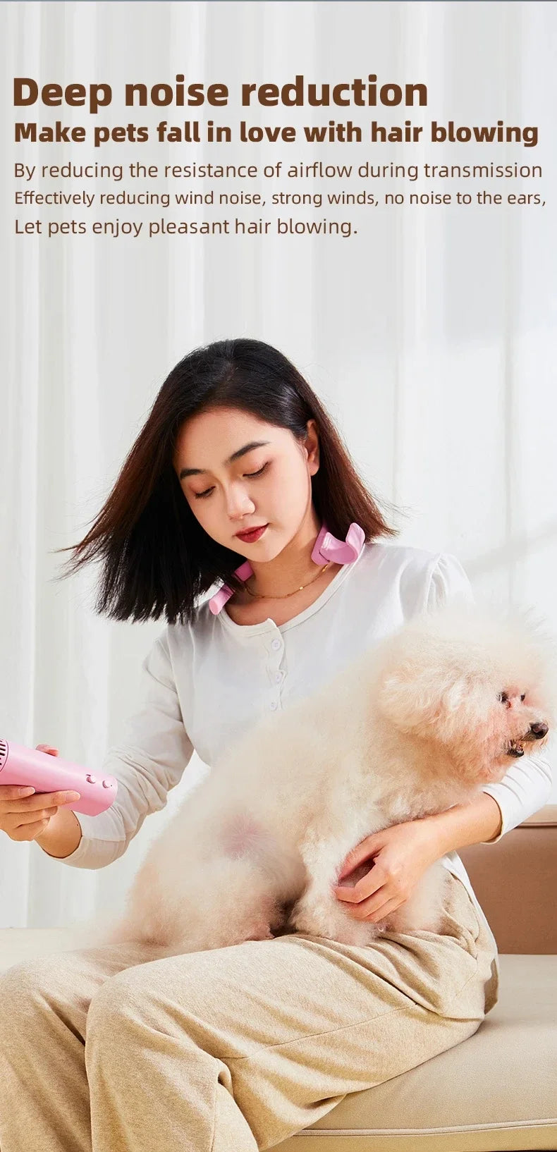 Professional Pet Hair Dryer - Neck Hanging Hair Dryer for Neck Pet Drying Efficient Hair Dryer High-Power Compressor Mini Silent