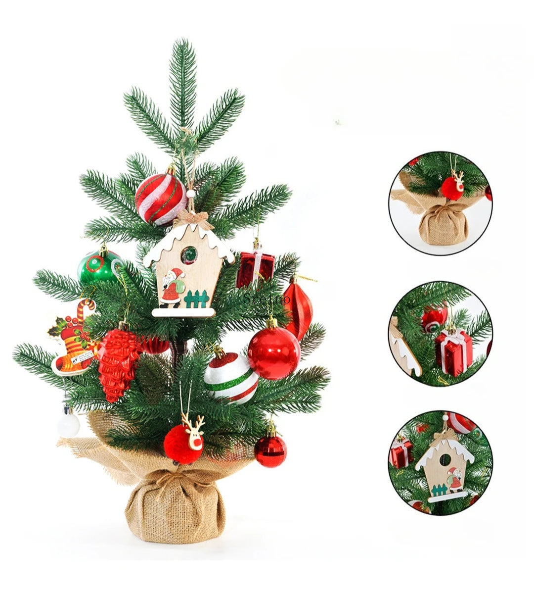 SRETNO Mini Christmas Trees Desktop Ornament Red Fruit Pine Pagoda Artificial Plants Christmas Decorations Arbolitos De Navidad
