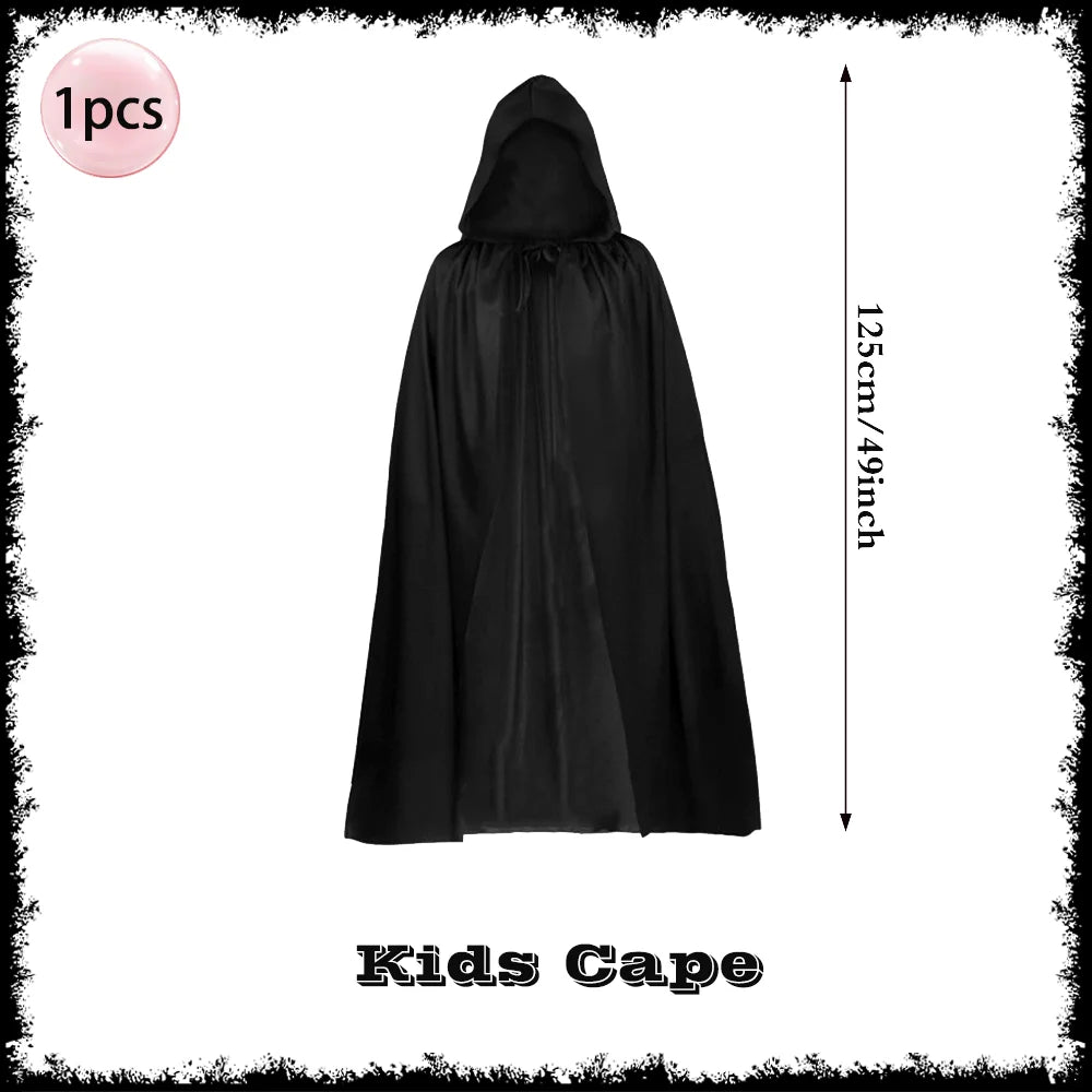 Horror Halloween Grim Reaper Hooded Cloak Skull Scarf Night Glow Gloves Ghost Head Scythe Adult Kids Scary Halloween Decorations