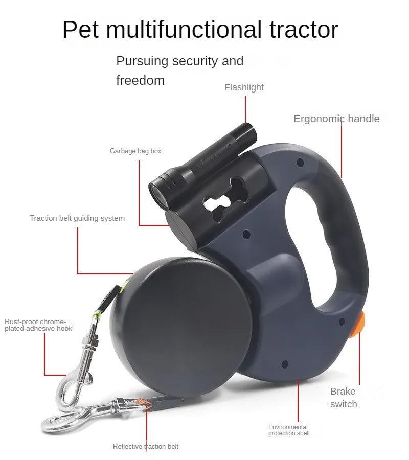 Double dog Leash Light retractable roulette double end leash Portable rotating pet leash for 2 dogs walking pet supplies