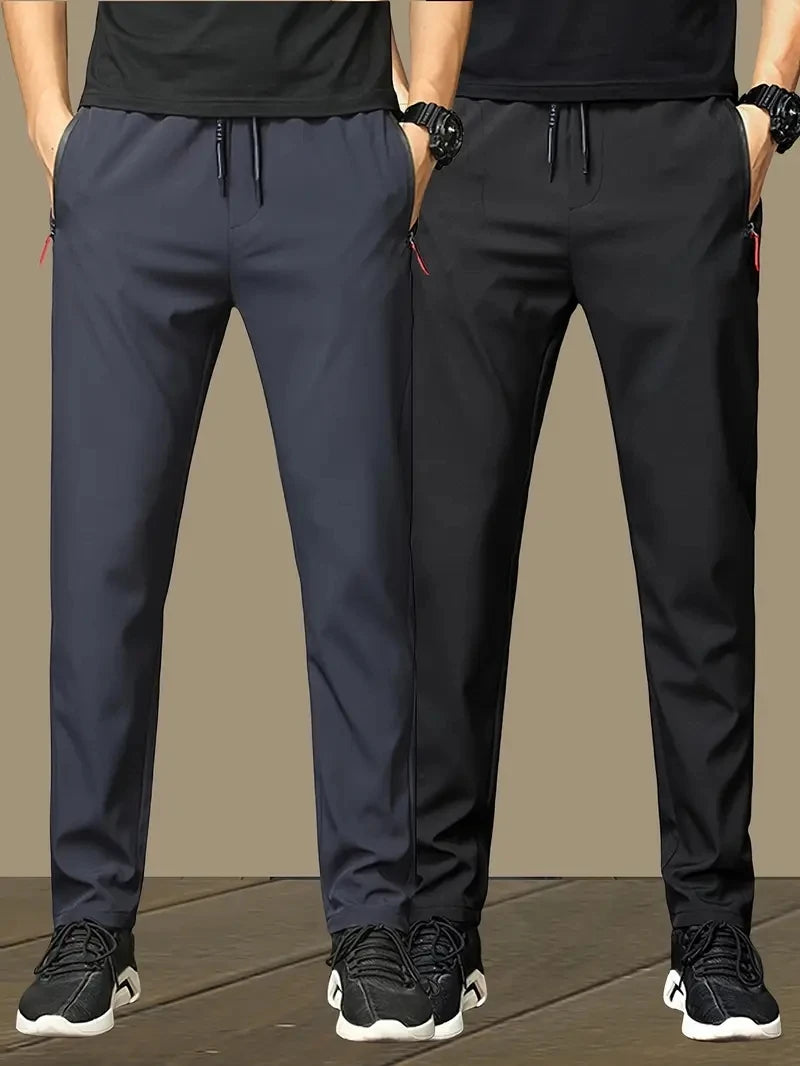2-Pack Men's Casual Pants Stretch Elastic Waist Jogger Korean Classic Blue Black Gray Male Brand Trousers Plus Size - You Offer
