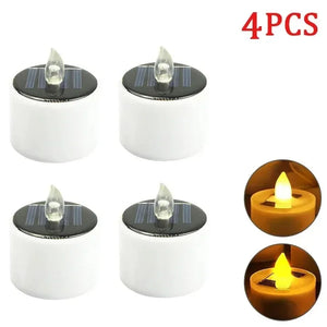 Solar LED Flameless Candles Waterproof Rechargeable Lights for Outdoor Garden Party Halloween Gift Day of the Dead Decoration