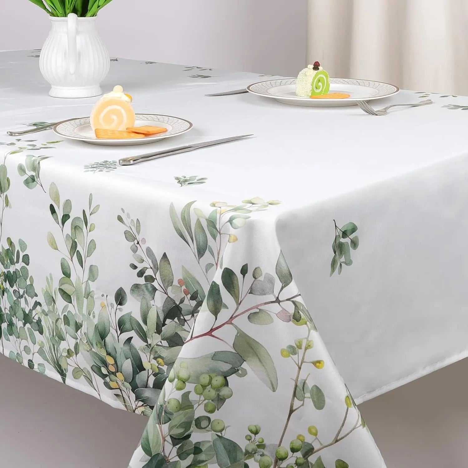 Christmas Poinsettia Waterproof Tablecloth New Year Party Decor Washable Rectangle Tablecloth Wedding Table Navidad Decorations
