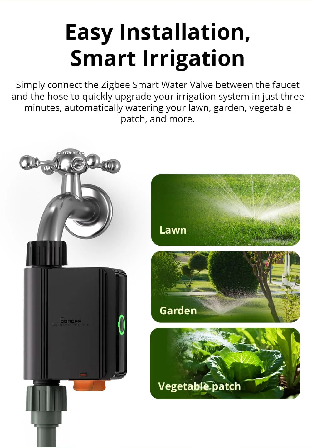 SONOFF SWV Zigbee 3.0 Smart Water Valve IP55  Irrigation System Setting Controller Home Automate Compatible with Alexa Google